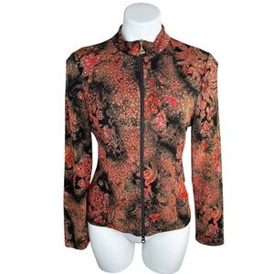 Vintage Y2K Joseph Ribkoff Red Black Floral Stretch Jacket Size 12